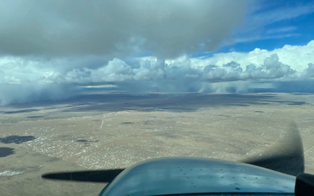 Weather on a training flight toward Albuquerque.